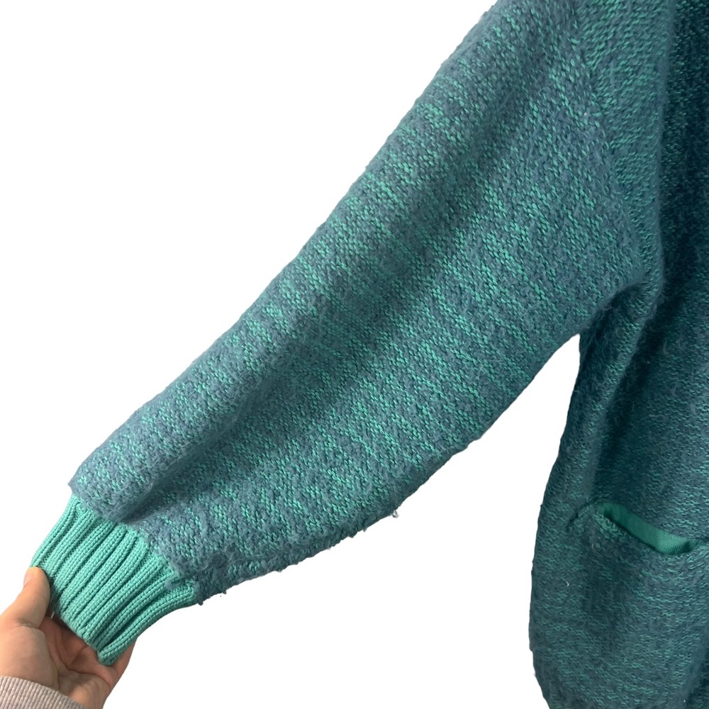 Free People Snow Drop Cardigan Slouchy Oversized Grandpa Sweater Size M Blue - Picture 10 of 15